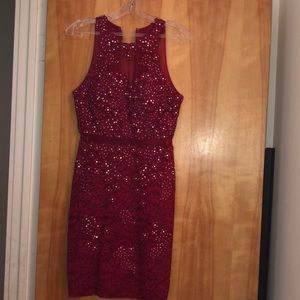 Burgundy Bejeweled ZipUp Dress